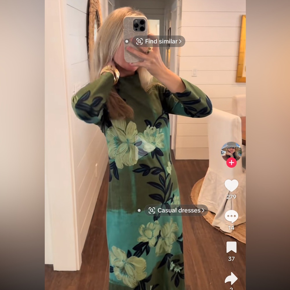 Spartina 449 Olive and Teal Floral Dress